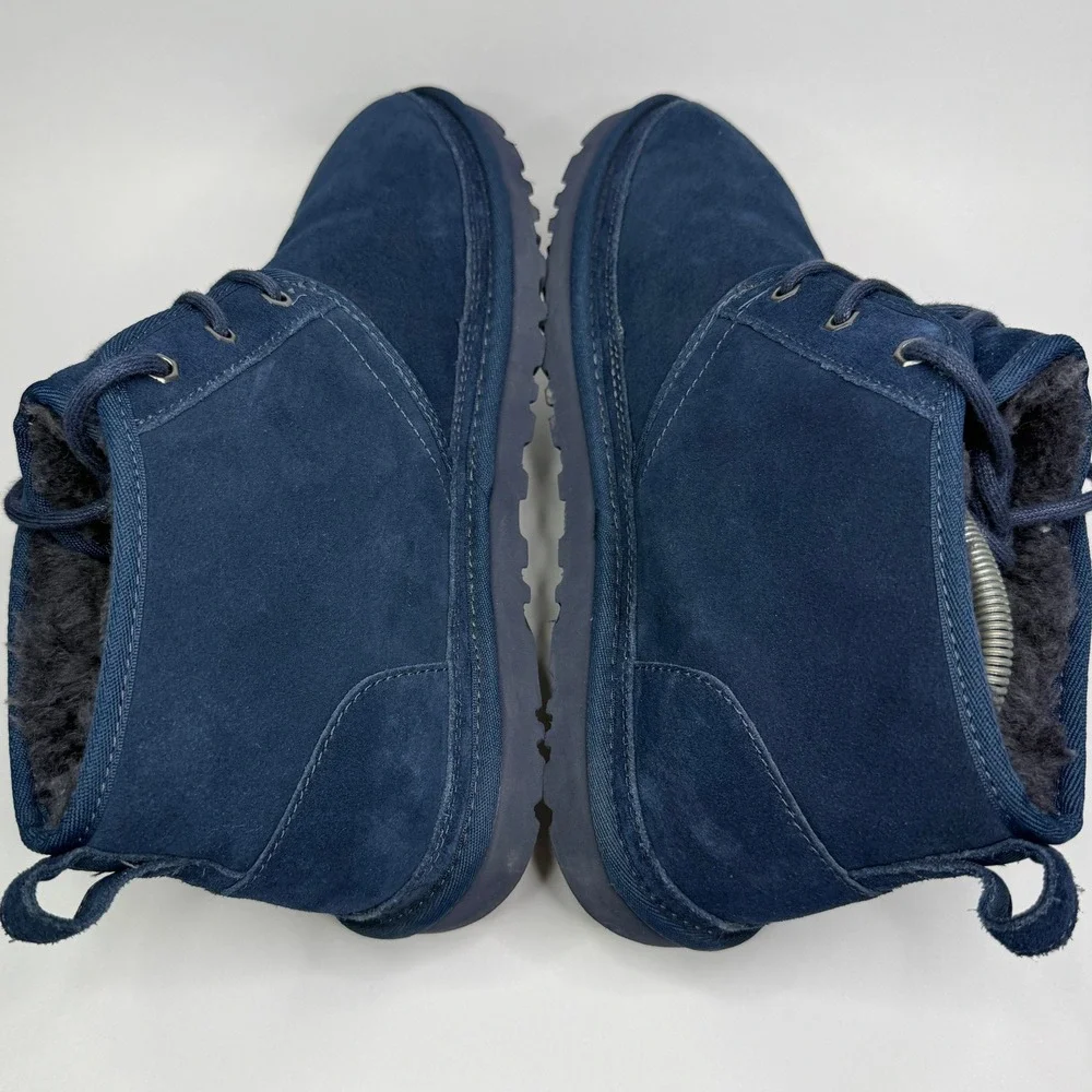 UGG Neumel Boot Mens 11 Navy Blue Suede Lace Up Shearling Lined Chukka 3236